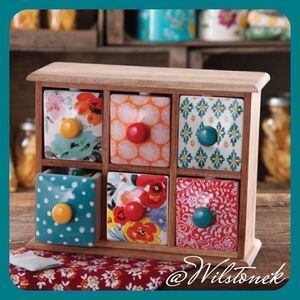 ❤️The Pioneer Woman Flea Market 6 drawer Spice/Tea Box/